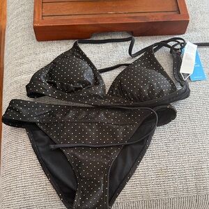 Cupshe Black and Gold Polka Dot Bikini